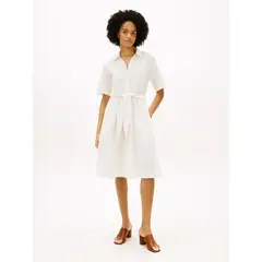 TOMMY HILFIGER - VESTIDO BELTED LINEN KNOT S/S MIDI DRE TH