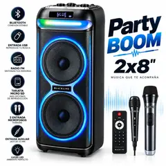 BLACKLINE - Parlante 2X8 BT FM USB S. Espacial DSP TWS Party Boom