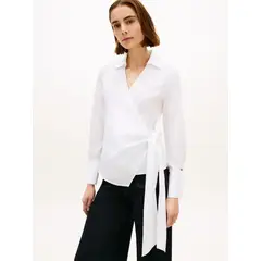 TOMMY HILFIGER - BLUSA POPLIN KNOT BLOUSE WITH LS TH