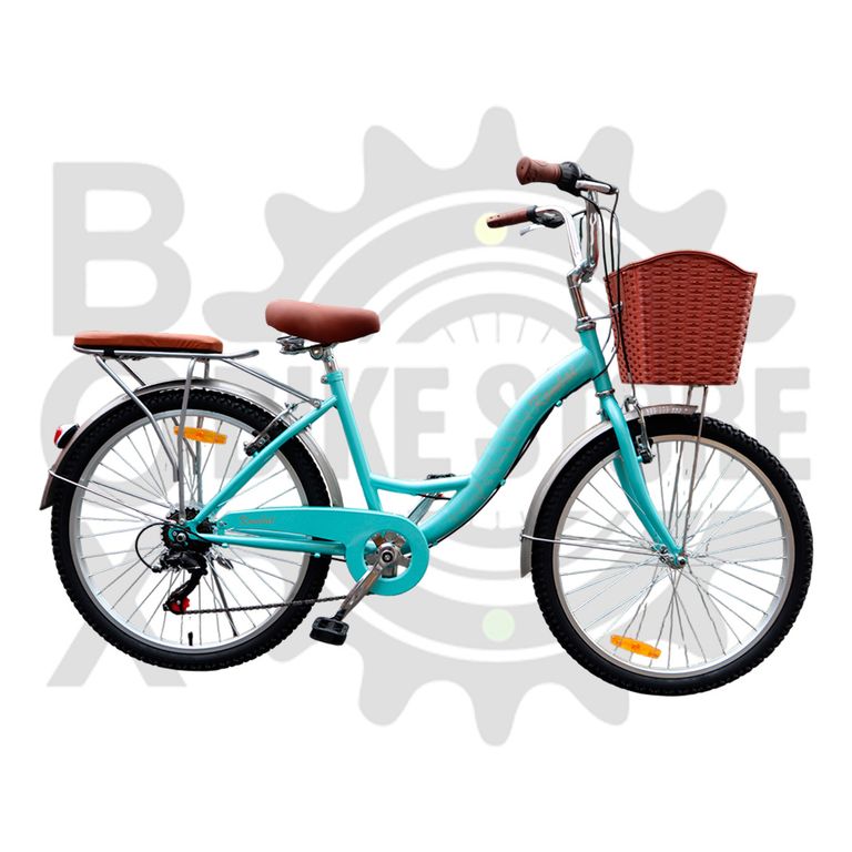Bicicleta Urbana Kombat Lady Aro 24 Con Canasta Y 7v Verde