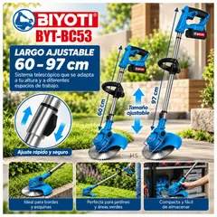 OEM - Desbrozadora Podadora Inalámbrica Biyoti 3 en 1 600W + 2 Baterías y Accesorios