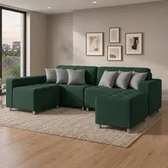 TODO SOBRE HOGAR - Sofá Seccional París 3 Cuerpos + Banqueta