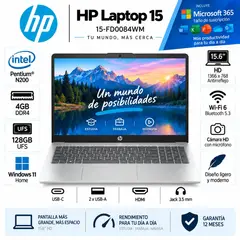 HP - Laptop 15-FD0084WM Intel® Pentium® N200 4GB DDR4 128GB UFS 15.6" HD Windows 11 Home
