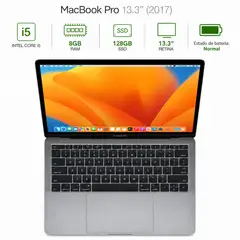 APPLE - MacBook Pro 2017 13.3" Intel Core i5 8GB RAM 128 GB SSD A1708 Reacondicionado Grado A.