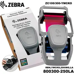 ZEBRA - Ribbon 800300-250LA YMCKO Color 200 Impresiones — Impresoras de Tarjetas PVC ZC100 / ZC300