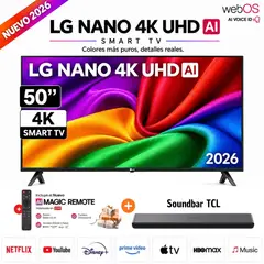 LG - Televisor Smart TV NANO 50 4K UHD 50NU800BPSC 2026 + Soundbar TCL