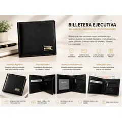 BUZIOS - BILLETERA HOMBRE V6 BIFOLD DE CUERO NEGRO ELEGANTE Y RESISTENTE