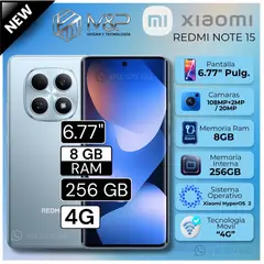 XIAOMI - Celular Redmi Note 15 6.77" Pulg. 8GB RAM 256GB HyperOS 2 - Azul Glaciar