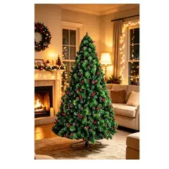 GENERICO - Árbol Pino Verde con Cerezas y Piñas navideño de - 150 CM