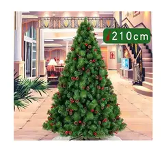 GENERICO - Árbol Pino Verde con Cerezas y Piñas navideño de - 210 CM
