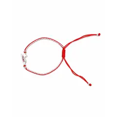 GENERICO - Pulsera de Plata con Cordón Trenzado Rojo y Blanco y Dije Mapa del Perú