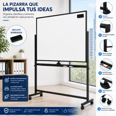 GENERICO - PIZARRA ACRÍLICA GIRATORIA 360° DOBLE CARA CON RUEDAS Y FRENO ALTURA AJUSTABLE