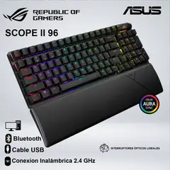 ASUS - TECLADO GAMING ROG STRIX SCOPE II 96 WIRELESS CONECTIVIDAD TRIMODO (WI/BT/USB) 040391