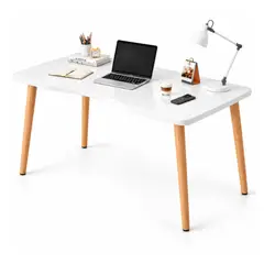 GENERICO - Mesa Moderna 120x60x73 cm con Patas de Madera para Comedor, Estudio y Oficina