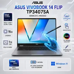 ASUS - Laptop Vivobook 14 Flip Core Ultra 7 256V 16GB 1TB SSD 14" OLED Touch Win11 90NB14Y1-M005E0