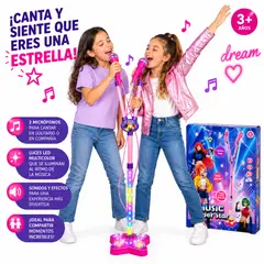 OEM - MICROFONO DOBLE KARAOKE CON PEDESTAL CON LUCES KPOP