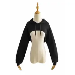PEACE AND LOVE - Polera Crop Negra Mujer