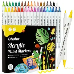 OHUHU - ACRYLIC PAINT 36 MARCADORES ACRÍLICOS FINA Y PINCEL