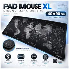 SEISA - Pad Mouse Gamer XXL 90×40 CM para Teclado Mouse Alfombrilla Antideslizante Gaming Mapamundi