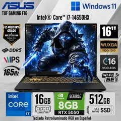 ASUS - Laptop TUF Gaming F16 FX608JHR-RV314 Intel Core i7-14650HX 16GB RAM 512GB RTX 5050-8GB 16