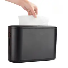 EXORIAM - Dispensador de Papel Toalla Interfoliado Intercalado Color Negro Sobre Mesa