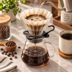 GENERICO - Kit Barista Café Pour Over de Vidrio Borosilicato con Jarra, Dripper y Accesorios