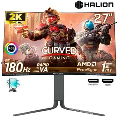 HALION - Monitor Curvo HG 2732QC, 27" VA, QHD 2560 x 1440, 180Hz, 1ms, FreeSync, Pivot, RGB