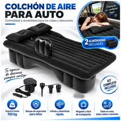 GENERICO - Colchón Cama Inflable Automóvil Para Asiento Trasero Con Bomba De PVC Con Almohadas Portatil