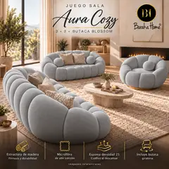 BARAKA HOME - Juego Sala Aura Cozy 3 + 2 + Butaca Blossom