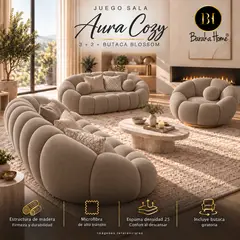 BARAKA HOME - Juego Sala Aura Cozy 3 + 2 + Butaca Blossom