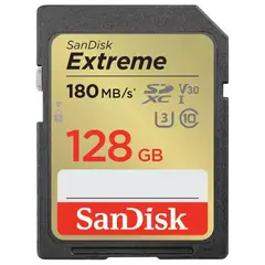 SANDISK - Tarjeta de memoria SD Extreme de 128 GB 180 mb/s