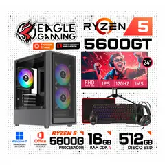 AMD - PC GAMER RYZEN 5 5600GT COMPLETA RAM 16gb + SSD 500gb + MONITOR 24 FHD + KIT