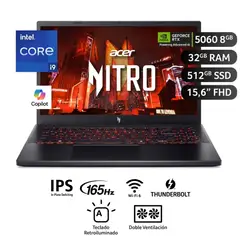 ACER - Laptop Gamer Nitro Intel Core i9 13900H RTX5060-8GB 32GB 512SSD 15.6FHD Win11