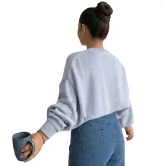 GENERICO - Chompa Mujer Casual Manga Murcielago Fib-25 Tacto Algodon Color Plomo Melange