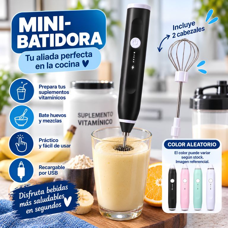 Mini Batidora Eléctrica Recargable USB Para Café, Leche y Me