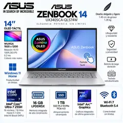 ASUS - Laptop Zenbook Intel Core Ultra 7 RAM 16 GB SSD 1 TB 14" WUXGA OLED W11 UX3405CA-QL574W OPEN BOX