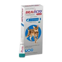 MSD - Bravecto Plus 250mg - Antipulgas Para Gatos De 2.8 A 6.25kg