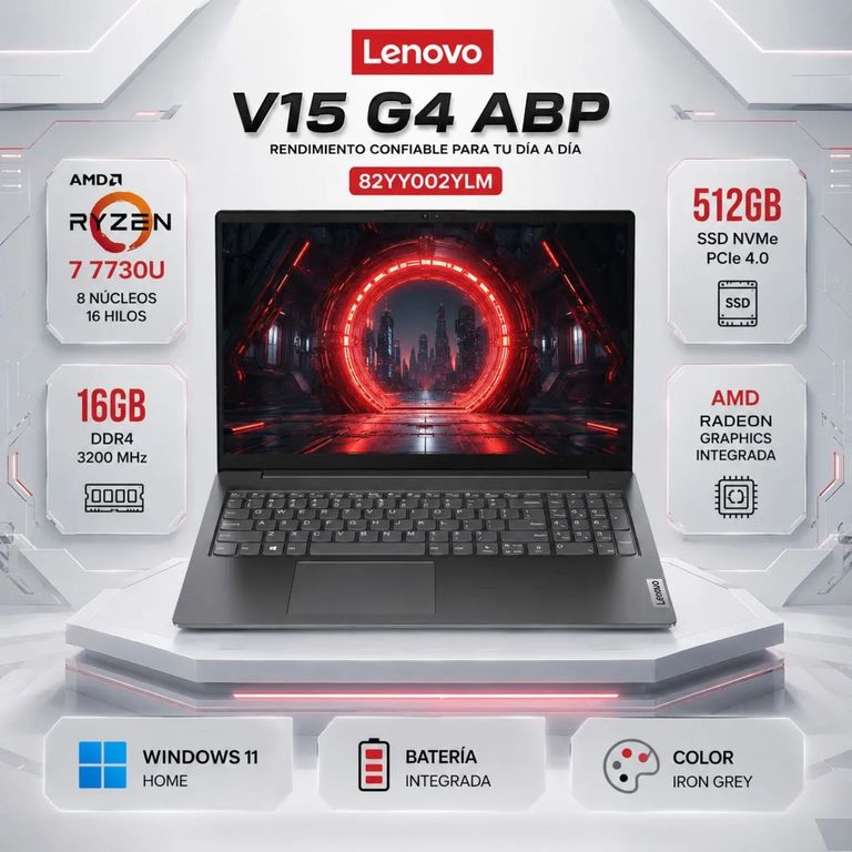 Laptop V15 G4 ABP Ryzen 7 7730U 16GB 512GB SSD 15.6" FHD Radeon 82YY002YLM