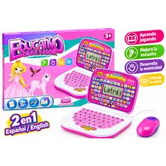 OEM - MINI LAPTOP EDUCATIVA PARA NIÑOS APRENDIZAJE CON MOUSE EN ESPAÑOL INGLES ROSADO
