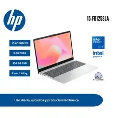 HP - LAPTOP 15 15.6 FHD IPS CORE 5 120U 8GB DDR4 256GB SSD PLATA NATURAL FREEDOS DM8V2LAABM