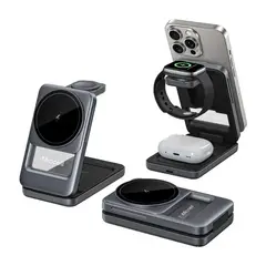 GENERICO - Cargador Inalámbrico Magnético 3 en 1 15W para Celular, Reloj y Auriculares Miccell VQ-W18