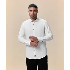 Mbo - Camisa Slim Fit Blanco Hombre