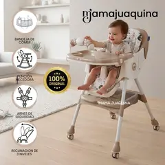Baby - Silla de Comer con Mecedora «LU PLUS» con Juguete Interactivo Beige