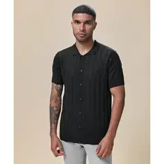 Mbo - Polo Cuello Camisero Negro Hombre
