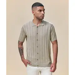 Mbo - Polo Cuello Camisero Beige Hombre