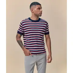 Mbo - Polo Tejido a Rayas Azul Marino