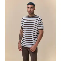 Mbo - Polo Tejido a Rayas Marrón