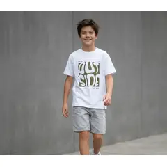 LE PETIT COMPANY - Polo Niño Loose Fit Blanco Estampado Outside The Box 100% Algodón - ANG Kidz