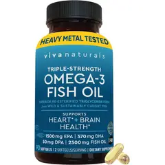 VIVA NATURALS - Omega 3 Suplemento de aceite de pescado Omega 3 2500 mg 90 capsulas
