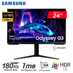 SAMSUNG - Monitor Odyssey G3 LS24DG300ELXPE 24" Full HD 180Hz 1ms FreeSync